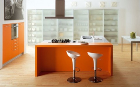 Modernas y sofisticadas cocinas en color naranja-03