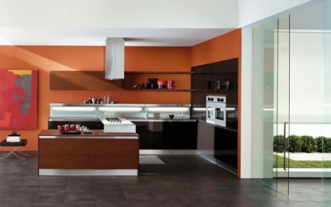 Modernas y sofisticadas cocinas en color naranja-04