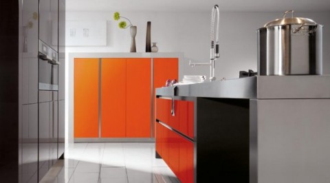 Modernas y sofisticadas cocinas en color naranja-06