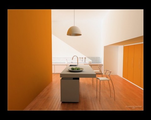 Modernas y sofisticadas cocinas en color naranja-09
