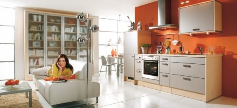 Modernas y sofisticadas cocinas en color naranja-16