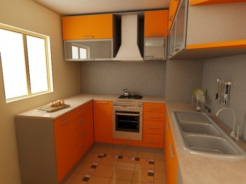 Modernas y sofisticadas cocinas en color naranja-20