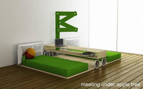 Habitación minimalista inspirada en isaac newton
