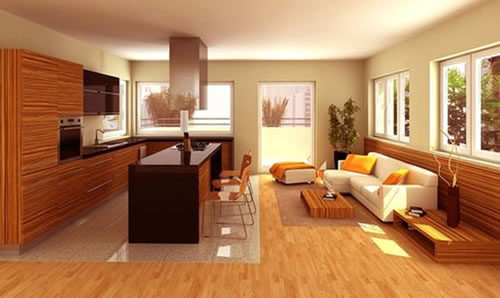 Separando los ambientes mediante el piso Pisos para comedores y livings modernos