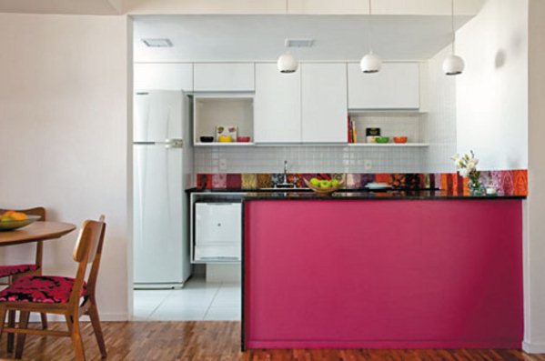 Cocina americana para apartamentos pequeños Barra de cocina estilo americano