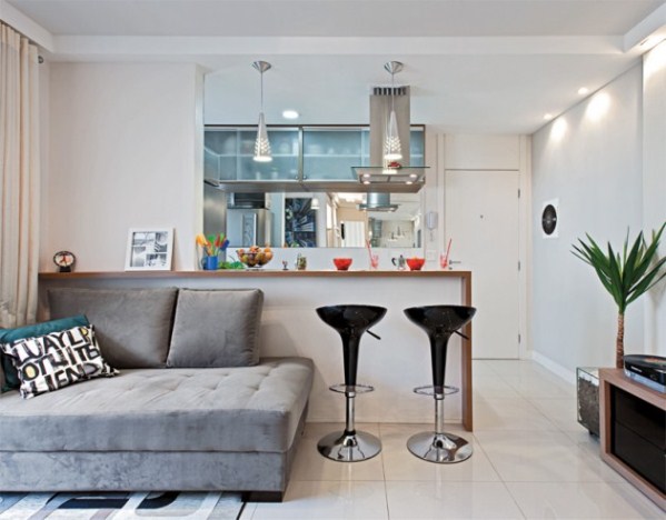 Cocina americana para apartamentos pequeños Barra de cocina estilo americano