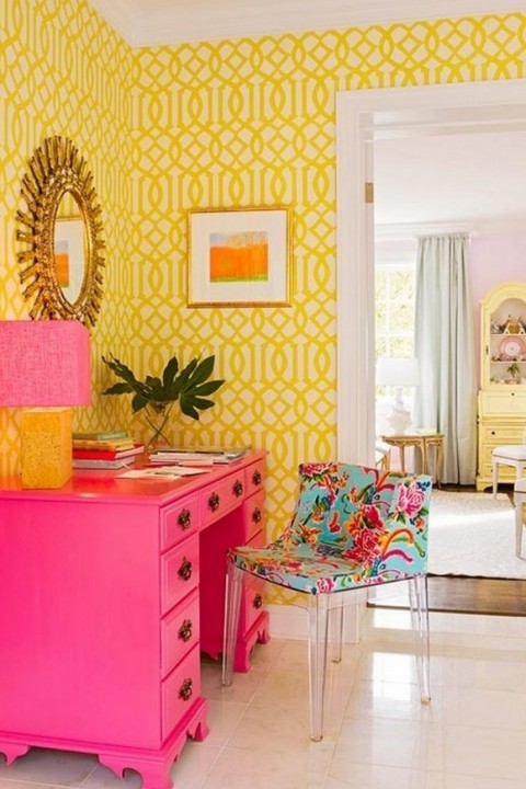 Colores rosa, azul y amarillo para interiores 5