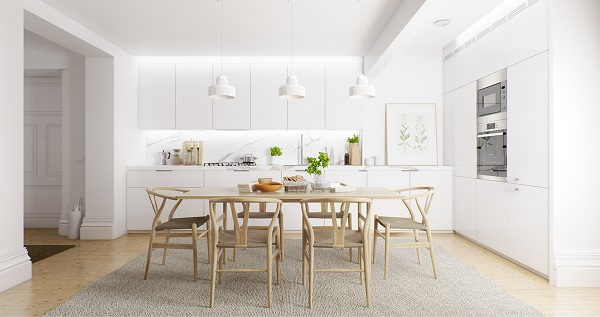 21 ideas para decorar el comedor en blanco y madera Comedor Marmol Ideas