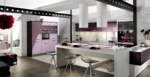 Cocinas modernas en color violeta y púrpura-02