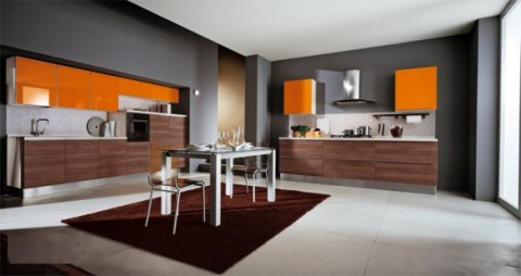 Modernas y sofisticadas cocinas en color naranja-02