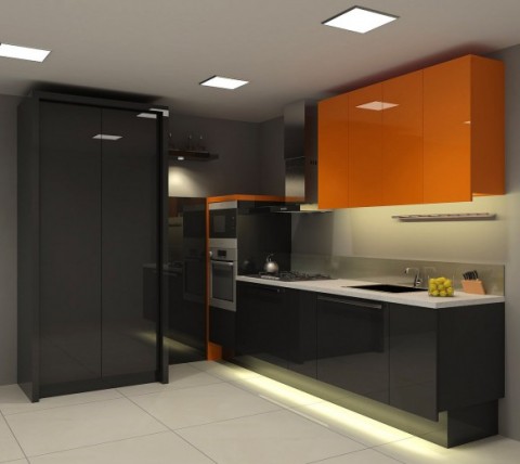 Modernas y sofisticadas cocinas en color naranja-15