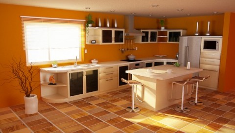Modernas y sofisticadas cocinas en color naranja-17