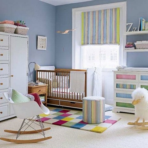 Texturas y colores en la habitación del bebé
