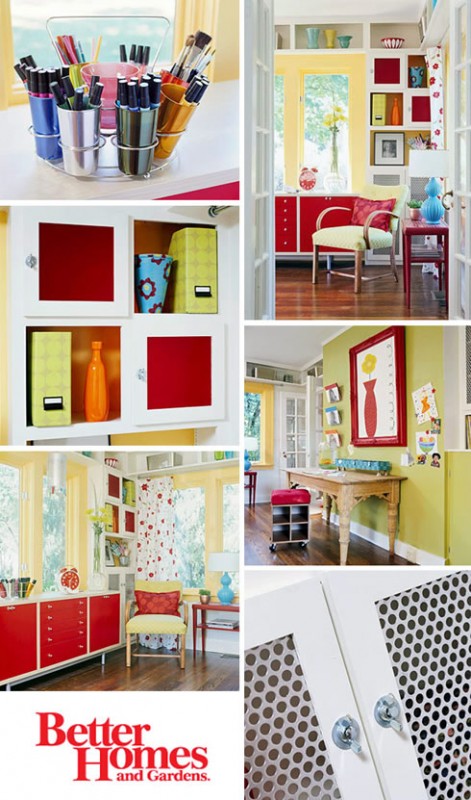 Una oficina en casa llena de color