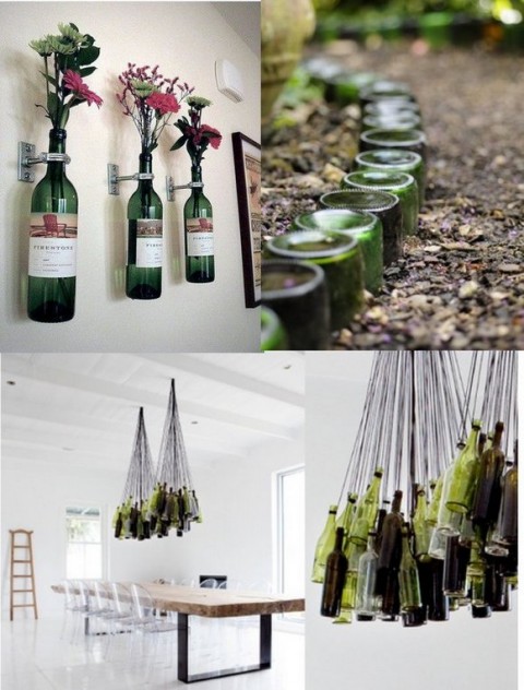 Ideas para decorar con viejas botellas 01