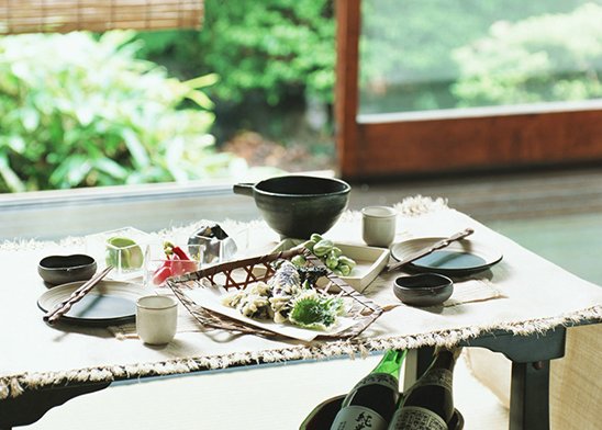 Los detalles para un comedor de estilo japonés