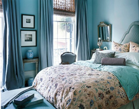 Dormitorios románticos en azul 3