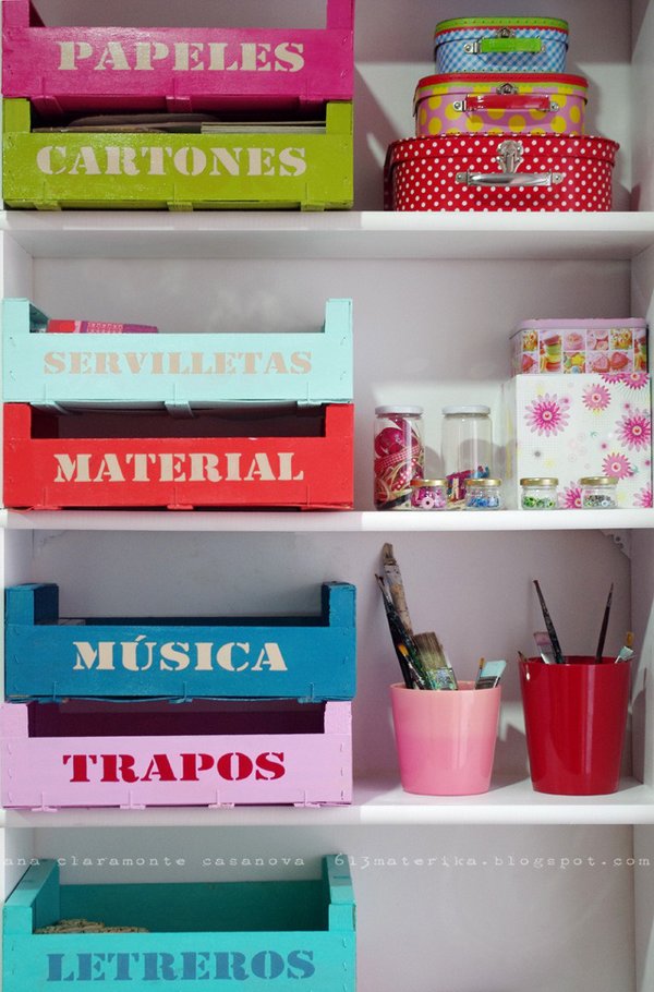 Decoración con cajas madera 4