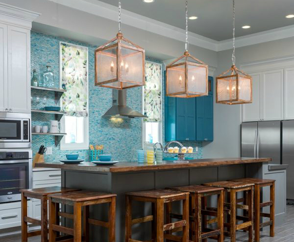 Una preciosa cocina en color turquesa