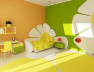 imagen Decora el dormitorio de los niños en verde y amarillo