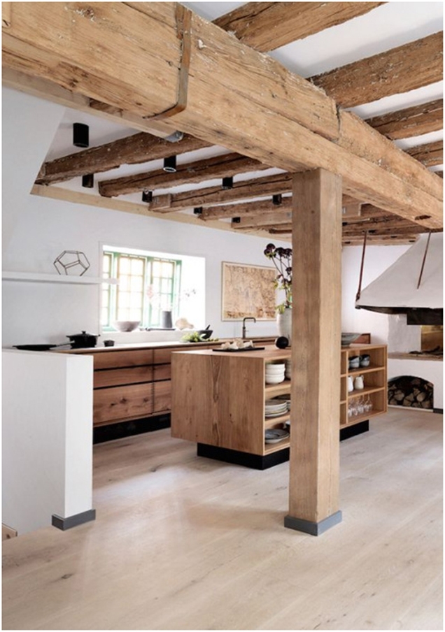 Habitaciones elegantes con techos de madera que te encantarán
