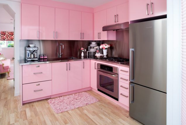 cocinas de color rosa