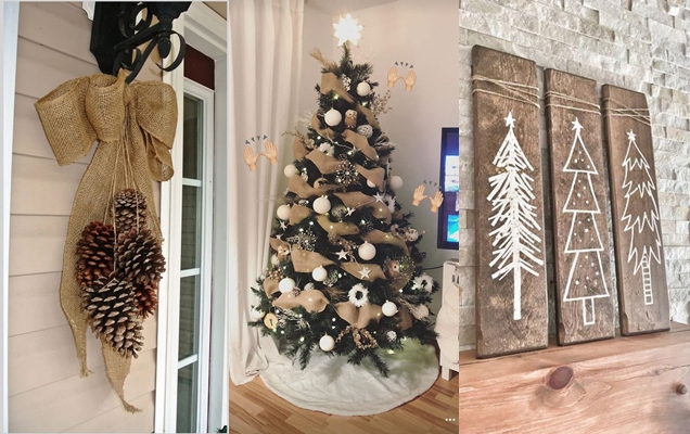 ideas de decoración rústica para Navidad 