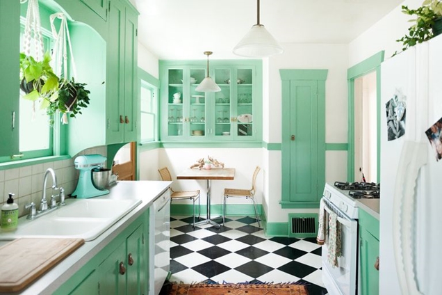 10 maneras de combinar gabinetes de cocina verdes